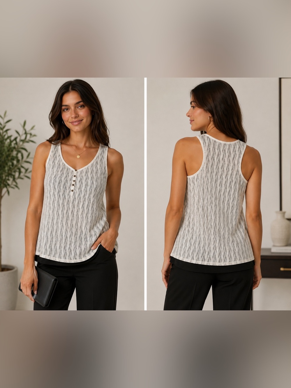 Romeo & Juliet Couture Lace Tank Top – Size Large – Made in USA